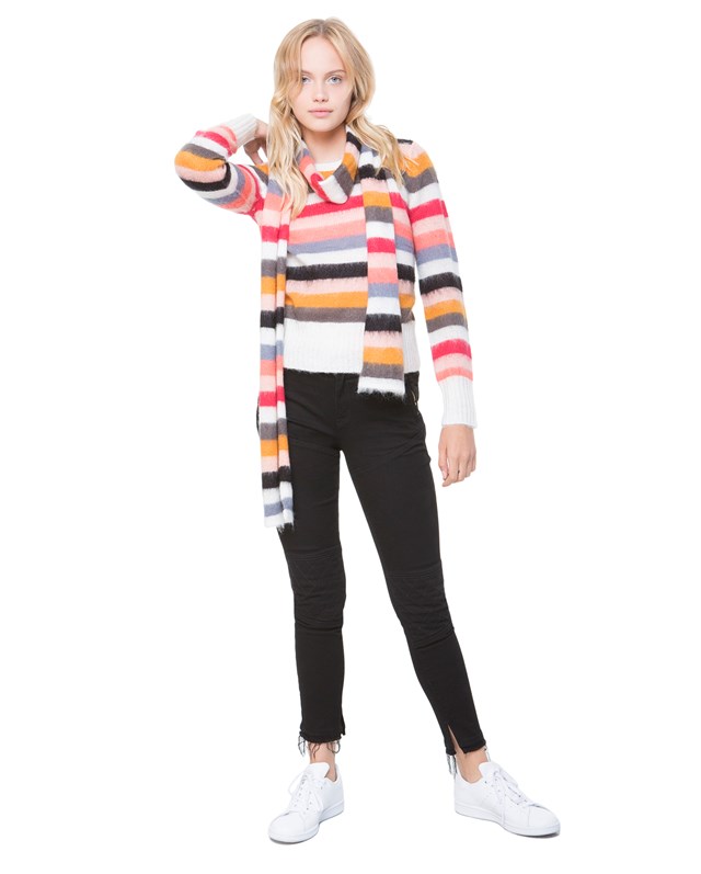 Пуловер с шарфом Colorful Stripe
